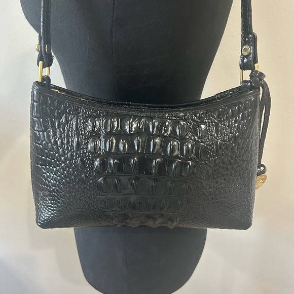 Brahmin Black Crocodile-Embossed Shoulder Bag - Picture 2 of 4